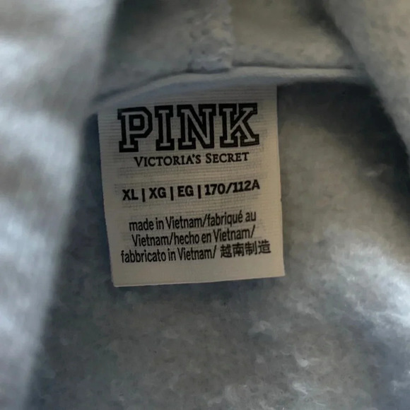 Pink Victoria Secret Soft Cotton Hoodie Sweatshirt Blue Womens Size XL - Picture 3 of 4